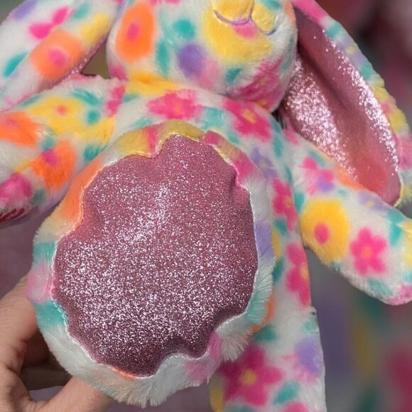Build-A-Bear Bunny Rabbit Pawlette Glitter Colorful Flower Stuffed Animal Plush - Picture 7 of 8